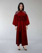 High-Neck A-Line Dress with Embellished Shoulders – SCARLET